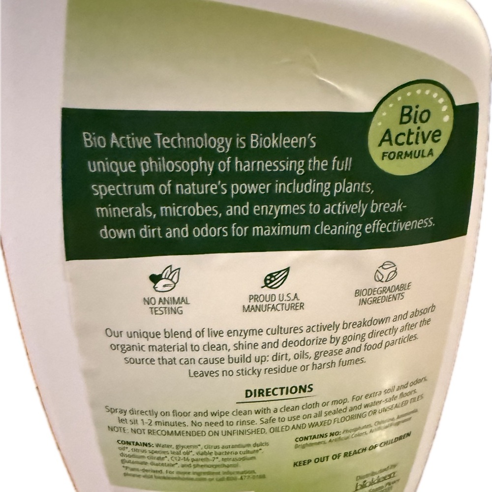 Biokleen Bac-Out Multi-Surface Floor Cleaner - 32 Ounce - Citrus Essence - Picture 2 of 2